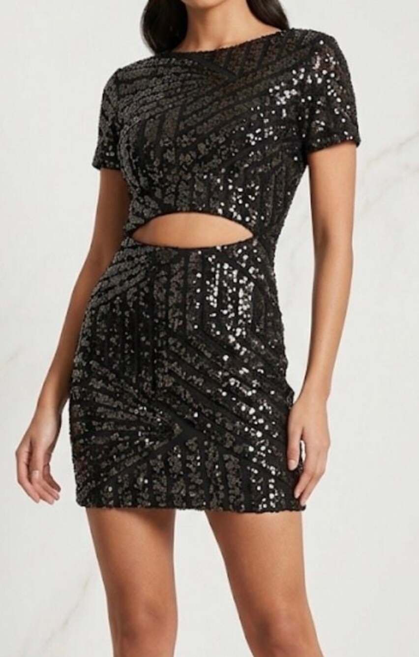 Karlie Black Sequin Cutout Mini Dress Size Small